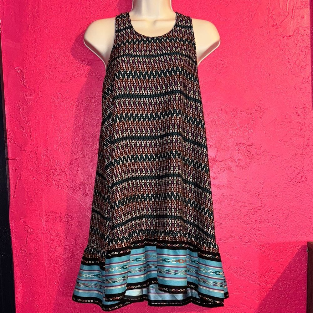 FARM Rio Sleeveless chain link Patterned tank Dress. Sz XS petite